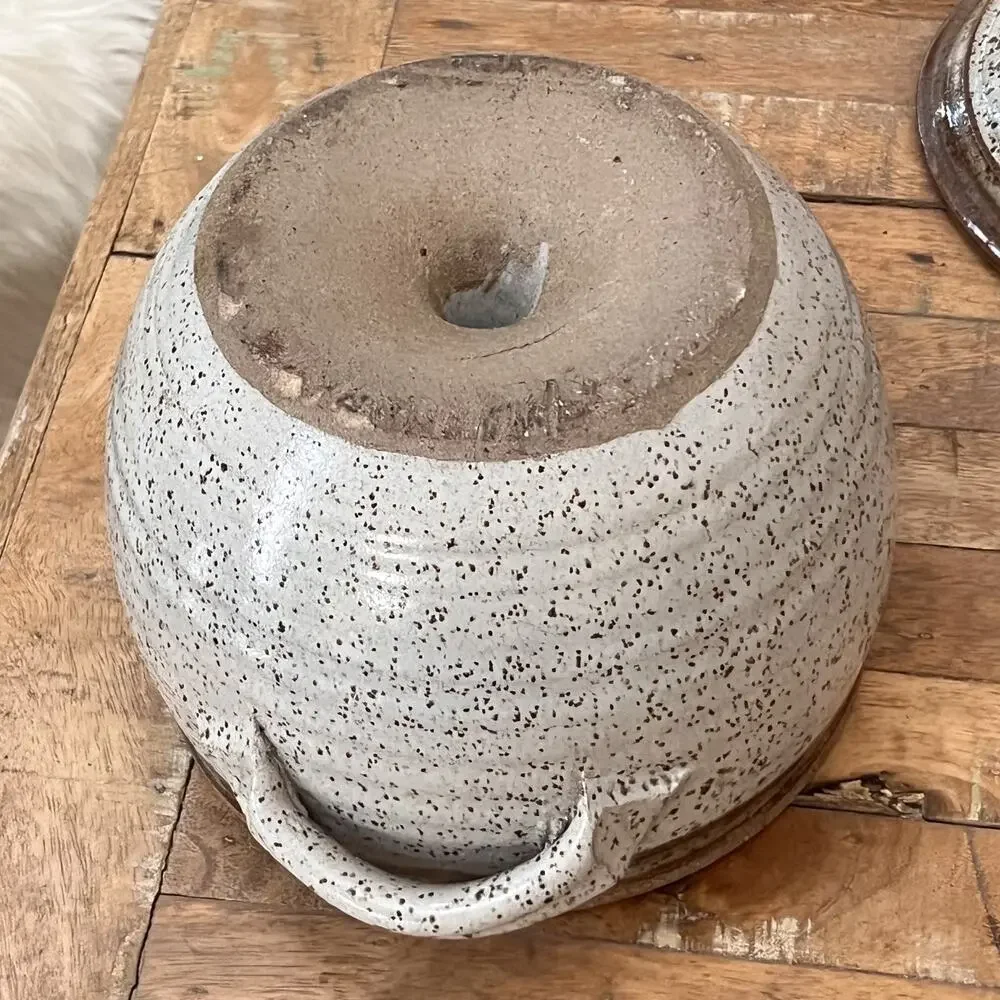 Stoneware Pottery Funnel Steamer Bundt Cake Bakeware Lidded & Handles